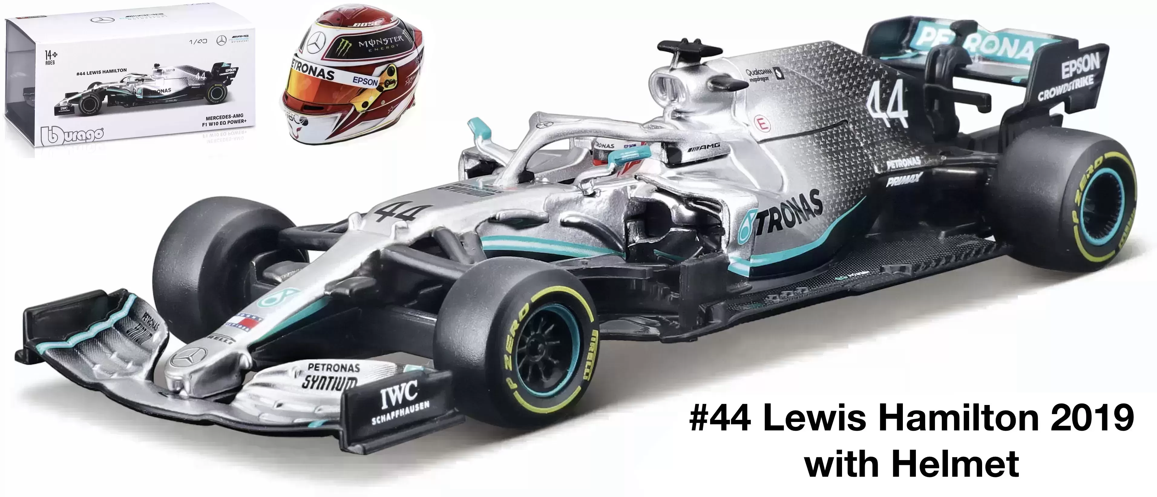 Mercedes AMG Petronas W10 EQ No.44 with Helmet 2019 L. Hamilton - 1:43